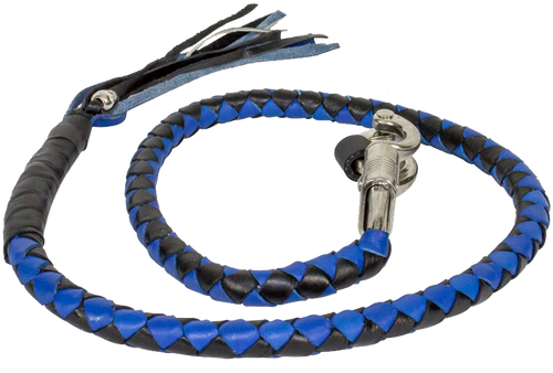 Get Back Whip in Black and Blue Leather - Motorcycle Accessories - GBW2-11-DL