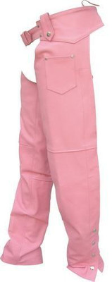 Pink Leather Motorcycle Chaps - Women's - Hip Hugger - AL2421-PINK-AL