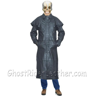 Leather Duster - Men's - Western Long Coat - Tough Rugged Style - AL2603-AL