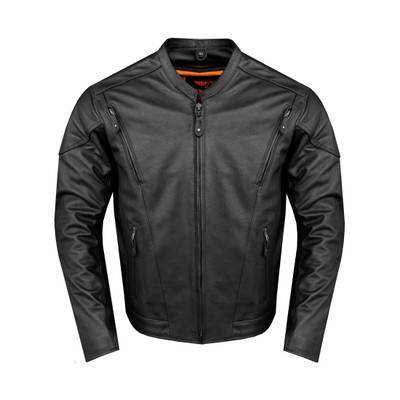 Leather Motorcycle Jacket - Men's - Racer - Gun Pockets - MJ711-SS-DL