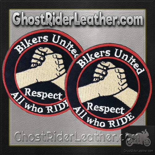 Vest Patches - Two Bikers United Respect All Who Ride - PAT-D575-DL