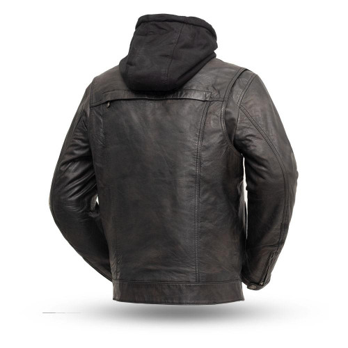 Leather Motorcycle Jacket - Men's - Black / Olive - Vendetta - FIM276SDTZ-FM