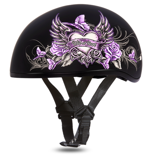 DOT Motorcycle Helmet - Purple Wild At Heart - Shorty - D6-WH-DH