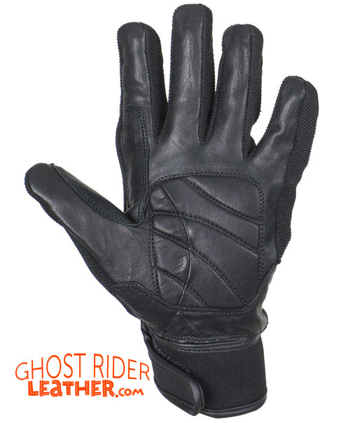 Leather Gloves - Men's - Full Finger - Knuckle Protector - Black - GLZ108-BLK-DL