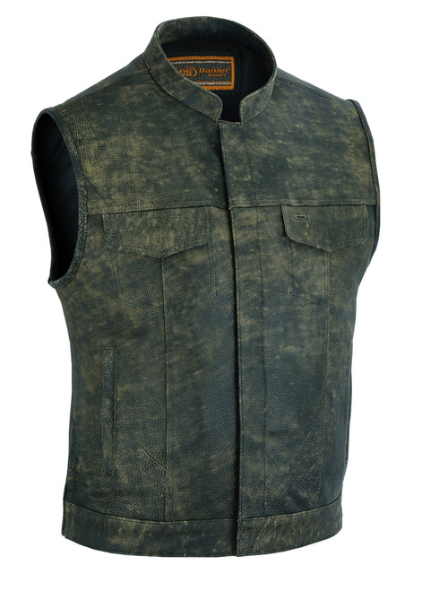 Leather Motorcycle Vest - Men's - Up To Size 8XL - Antique Brown - Big and Tall - DS108-DS