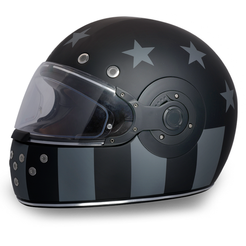 DOT Motorcycle Helmet - Retro Captain America - Stealth - Full Face - R6-CAS-DH