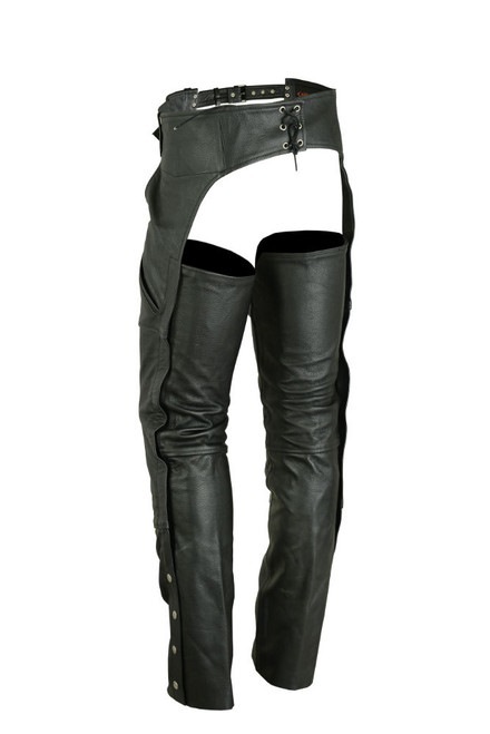 Men's Leather Chaps - Motorcycle - Unisex - Double Deep Pocket - Up To 8XL - DS-488-DS