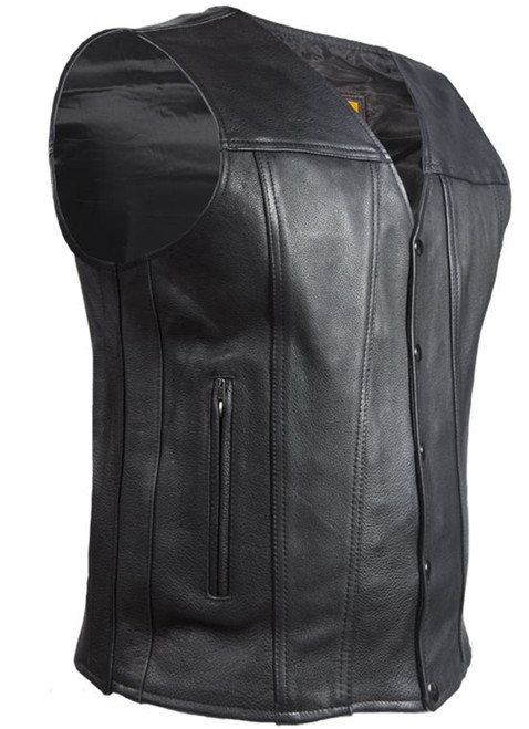 A Men's Classic Motorcycle Club Vest - Leather - Concealed Carry Pockets - MV8014-DL