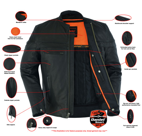 Leather Motorcycle Jacket - Crossover - Lightweight - Racer - DS768-DS