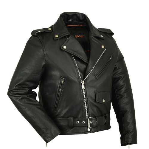 Leather Motorcycle Jacket - Men's - Police Style - Up To 12XL - DS731-DS