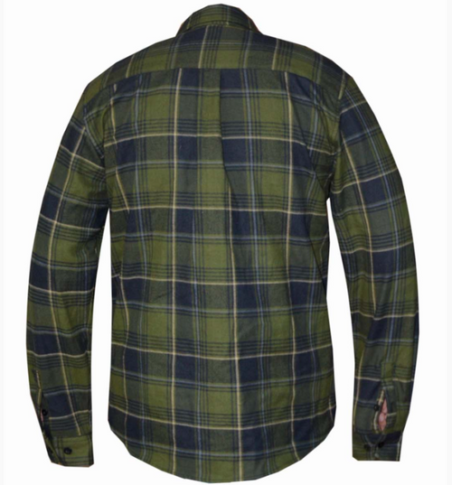 Flannel Motorcycle Shirt - Men's - Up To Size 5XL - Green Black Plaid - TW208-00-UN