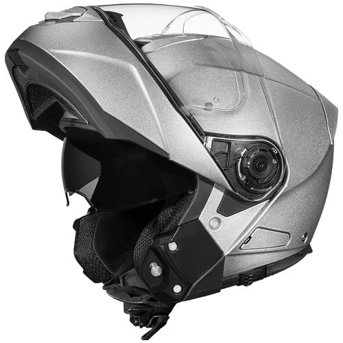 DOT Motorcycle Helmet - Silver Metallic - Modular - Full Face - MG1-SM-DH