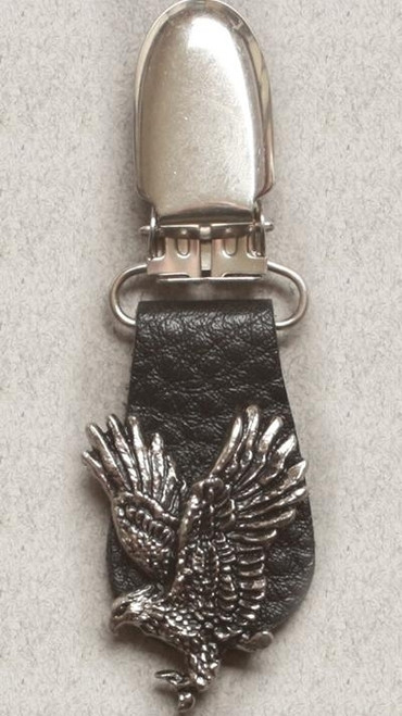 Pair of Biker Boot Clips - Eagle - Black and Silver - Motorcycle - J122-21-DS