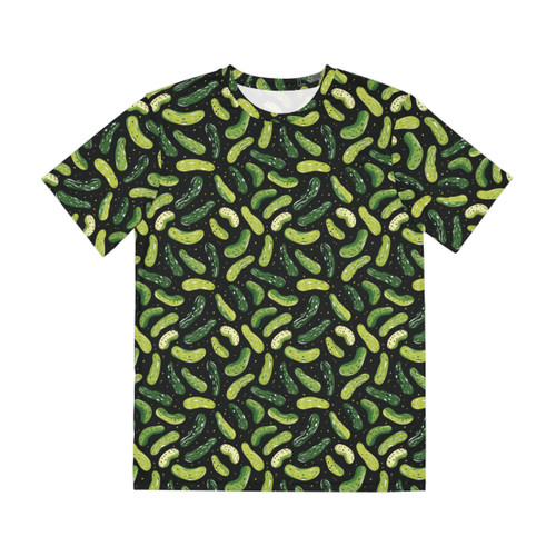 Doodle Pickles - Green on Black - Men's Polyester Tee (AOP)