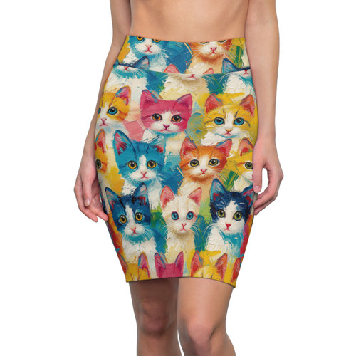 Colorful Cats - Multiple Colors - Women's Pencil Skirt (AOP)