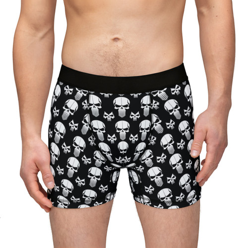 Mean White Skulls on Black Background - Biker Apparel - Undies - Men's Boxers