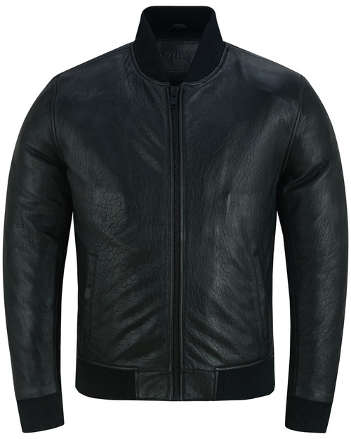 Leather Motorcycle Jacket - Men's - Bomber - Black - Up To 5XL - STALWART-DS