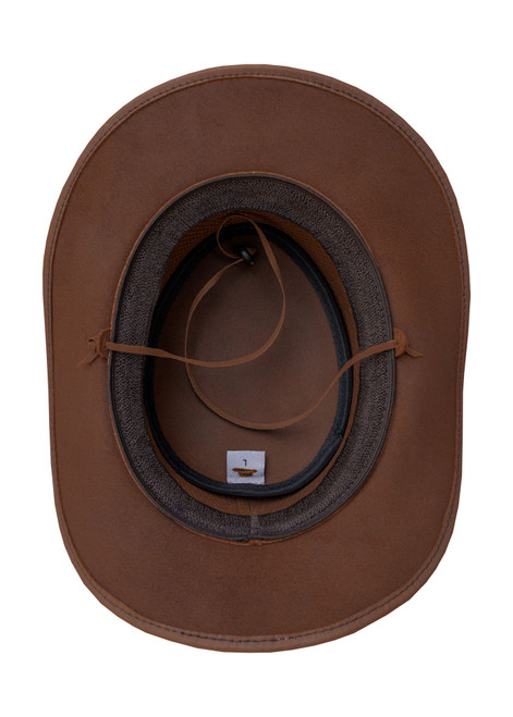 Cowboy Hat - Men's - Brown Leather - Perforated - HAT22-BROWN-DL