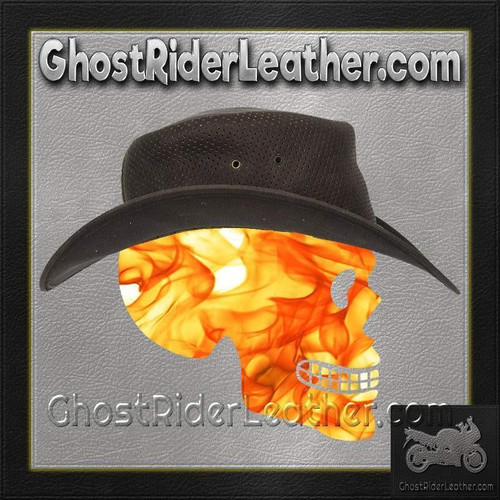 Brown Leather Gambler Hat - Men's - HAT11-11-DL