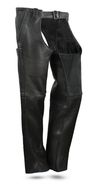 Bully Mens Premium Platinum Leather Motorcycle Chaps - SKU GRL-FIM841CPM-FM