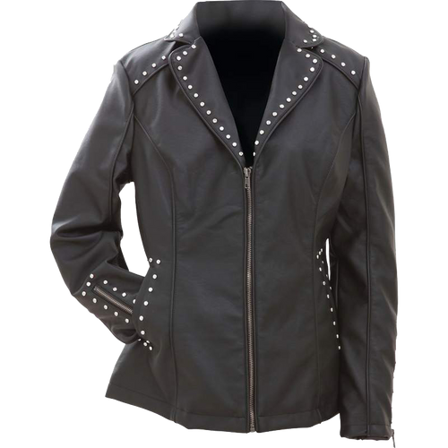 CLOSEOUT! Ladies Faux Leather Jacket with Studs - SKU GFJPS-BN