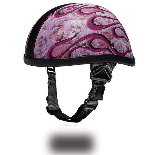 Novelty Motorcycle Helmet - Pink Flames - Eagle Shorty - 6002FP-DH