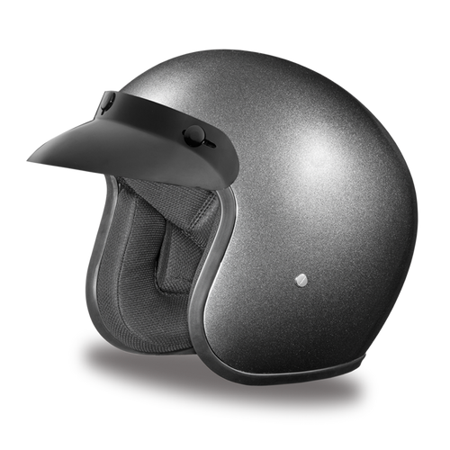 DOT Motorcycle Helmet - Gun Metal Metallic - Open Face - 3/4 - DC1-GM-DH