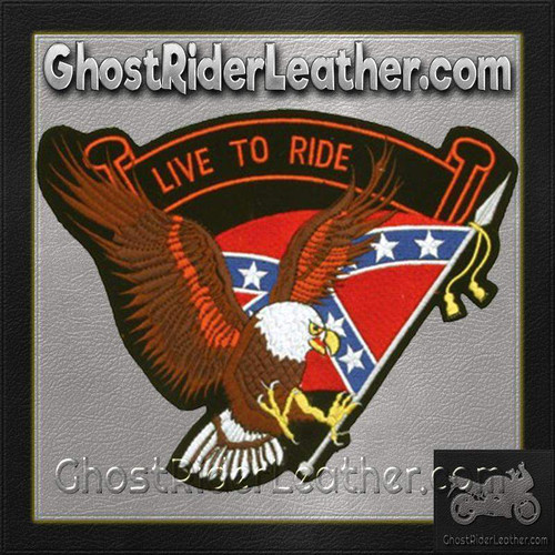 Eagle with Rebel Flag and Live To Ride Banner Patch - SKU GRL-PAT-B109-DL