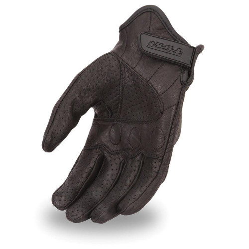 Leather Motorcycle Glove - Men's - Perforated - Rubberized Knuckles - FI134GL-FM