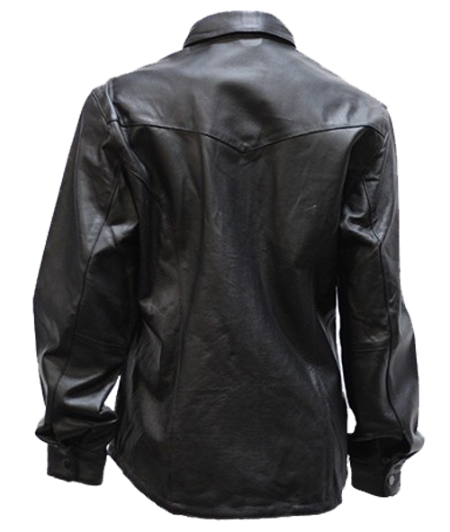 Leather Shirt - Women's - Black - Snap Closure - LJ276-BLK-09-DL