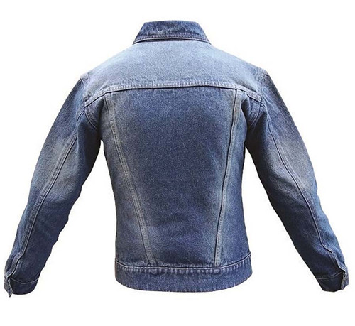 Women's Blue Denim Jacket with Rub Off On Front and Back - AL2990-AL.