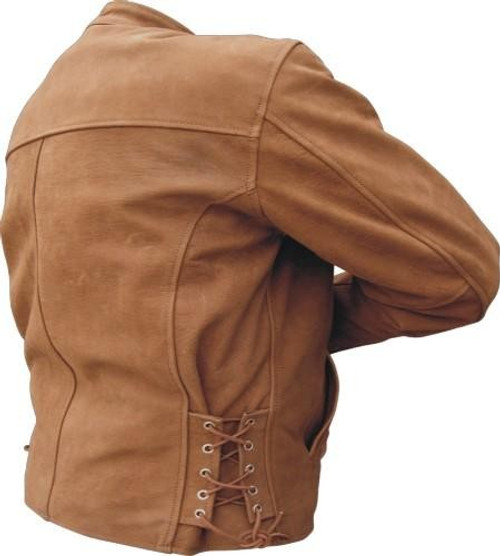 Men's Classic Style Brown Leather Motorcycle Jacket With Free Gloves- Up To Size 60 - SKU AL2015-AL