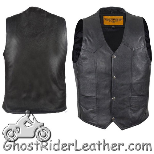 Leather Motorcycle Vest - Men's - Classic Style - MV302-88-DL