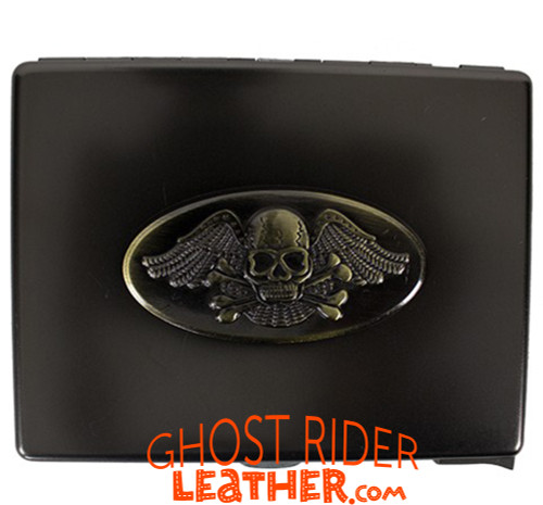 Metal Cigarette Case - Skull and Wings Design - Biker Gift Ideas - CG8-DL