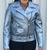 Ladies Classic Biker Silver Leather Motorcycle Jacket - SKU AL2125-AL