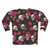 Skulls and Roses - Pink White on Black - Unisex Sweatshirt (AOP)