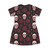 Skulls and Roses - Pink White on Black - T-Shirt Dress (AOP)