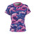 Crashing Waves - Anime Style - Pink and Blue - Women's Cut & Sew Tee (AOP)