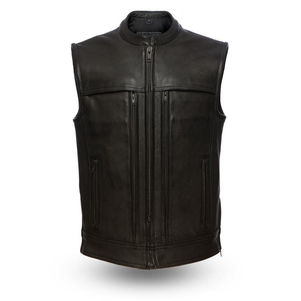 Leather Motorcycle Vest - Men's - Up To 5XL - Rampage - Club Style - FIM649CP Leather Motorcycle Vest - Men's - Up To 5XL - Rampage - Club Style - FIM649CP