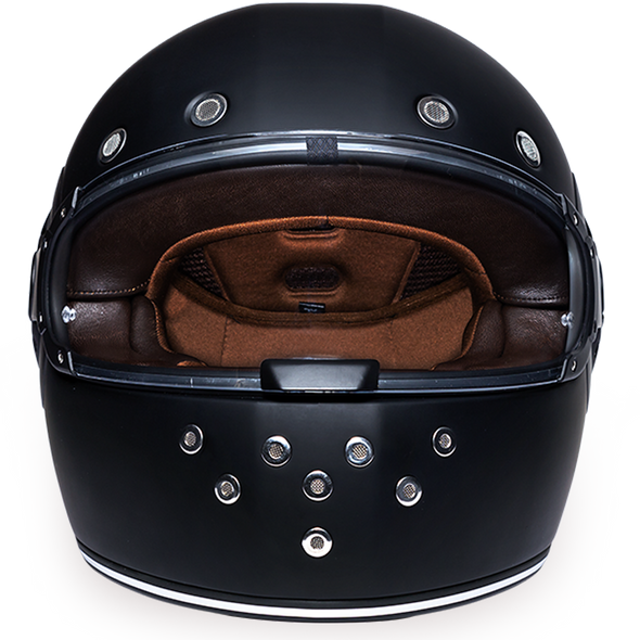 DOT Motorcycle Helmet Daytona Retro Dull Black Full Face Orange