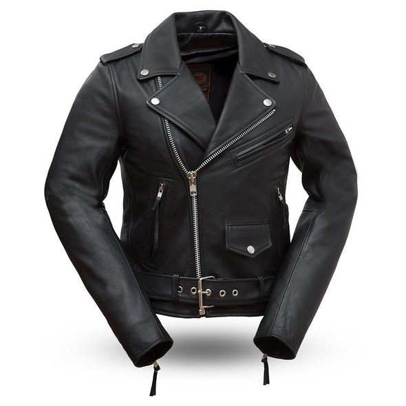 Leather Motorcycle Jacket - Women's - Black - Rockstar - FIL182CHMZ-FM Leather Motorcycle Jacket - Women's - Black - Rockstar - FIL182CHMZ-FM