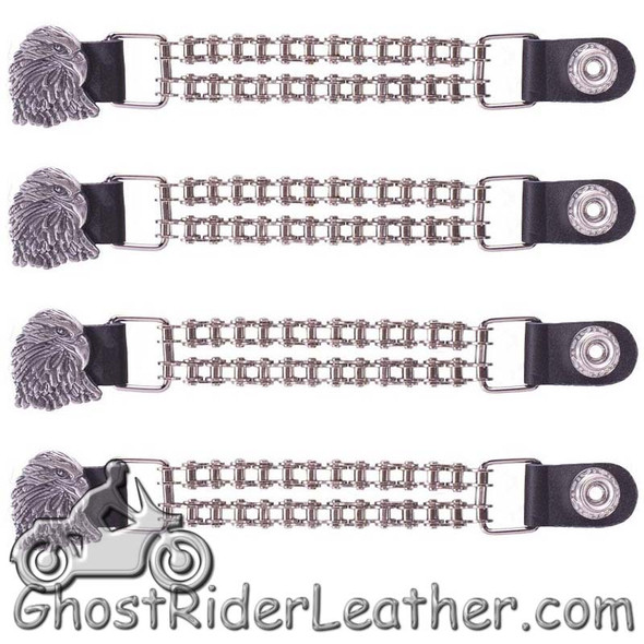 Set of Four Eagle Vest Extenders with Chrome Motorcycle Chain - AC1066-BC-DL Set of Four Eagle Vest Extenders with Chrome Motorcycle Chain - AC1066-BC-DL