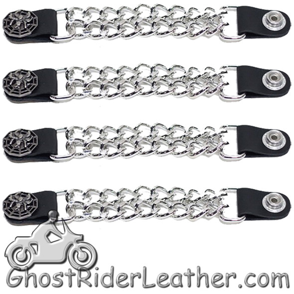 Set of Four Spider On Web Vest Extenders with Chrome Chain - AC1077-DL Set of Four Spider On Web Vest Extenders with Chrome Chain - AC1077-DL