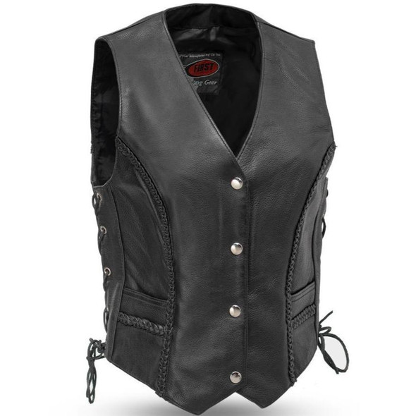 Trinity - Women's Leather Motorcycle Vest With Side Laces - SKU GRL-FIL508CFD-FM Trinity - Women's Leather Motorcycle Vest With Side Laces - SKU GRL-FIL508CFD-FM