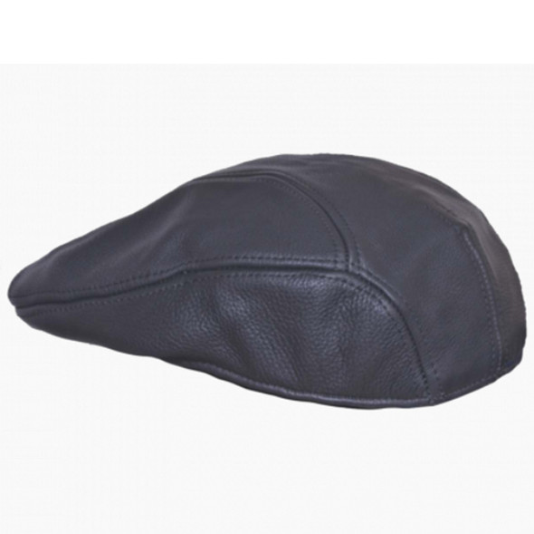 Leather Cap - Black Ascot - Ivy Cabby Flat Newsboy - Hat - 1929-00-UN