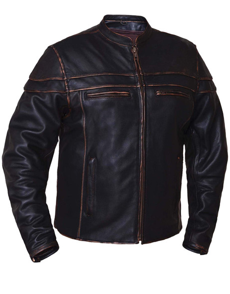 Leather Motorcycle Jacket - Men's - Up To Size 10XL - Classic - 10