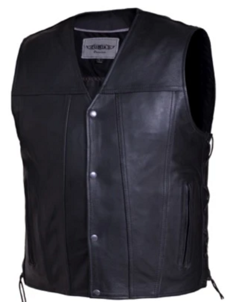 UNIK Men's Premium Leather Motorcycle Vest - SKU 2611-00-UN