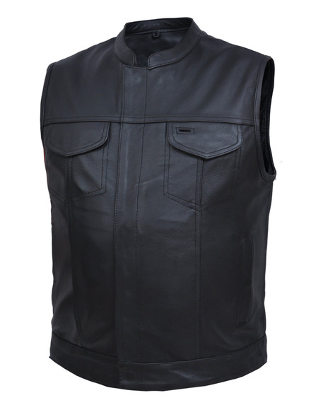 Superb Quality Cows Leather Side Chain Biker Style Waistcoat Vest Most Sizes