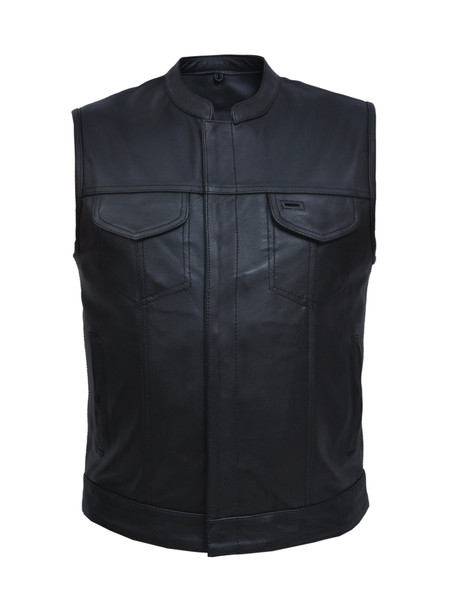 Leather Motorcycle Vest - Men's - SOA Club - Up To Size 8XL - 6655-NK-UN Leather Motorcycle Vest - Men's - SOA Club - Up To Size 8XL - 6655-NK-UN