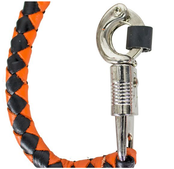 Get Back Whip in Black and Orange Leather - 42 Inches - Motorcycle Accessories -  GBW9-11-DL